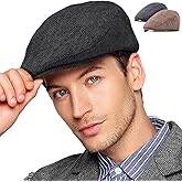 LADYBRO 2Pack Adjustable Newsboy Hats for Men Flat Cap Irish Cabbie Wool Blend Tweed