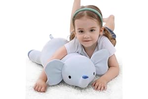 OurHonor Weighted Elephant Stuffed Animals, 24in Weighted Plush Giant 4.2Lb Elephant Throw Pillow Plushies for Adults, Boys and Girls for Birthday Christmas (Blue)