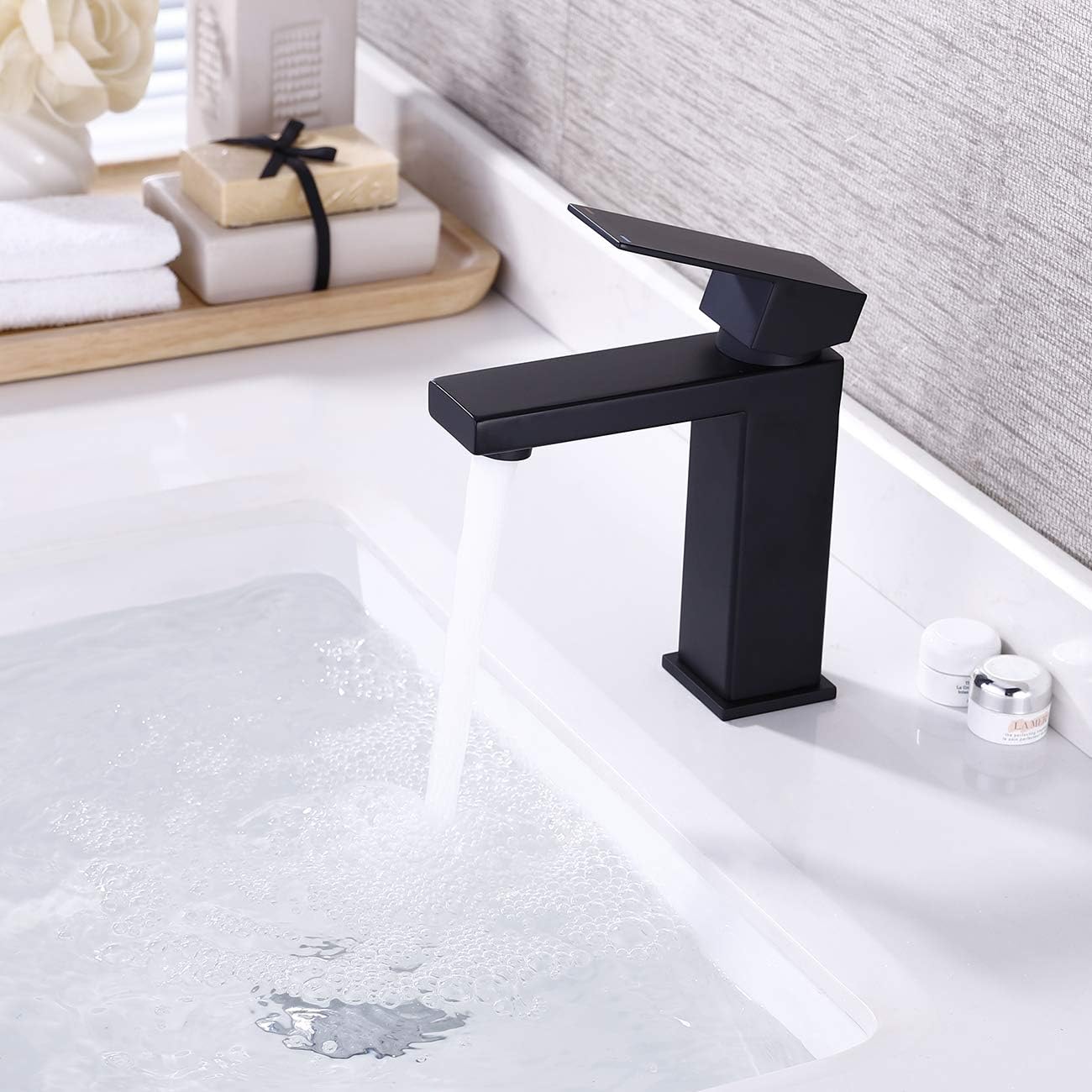 KES Black Bathroom Faucet Single Handle Type Stainless Steel Faucet Lavatory cUPC Certified Vanity Sink Faucet Matt Black, L3156ALF-BK - - 