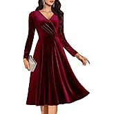BeryLove Velvet Cocktail Party Formal Dress Long Sleeve Winter Wedding Guest Dresses