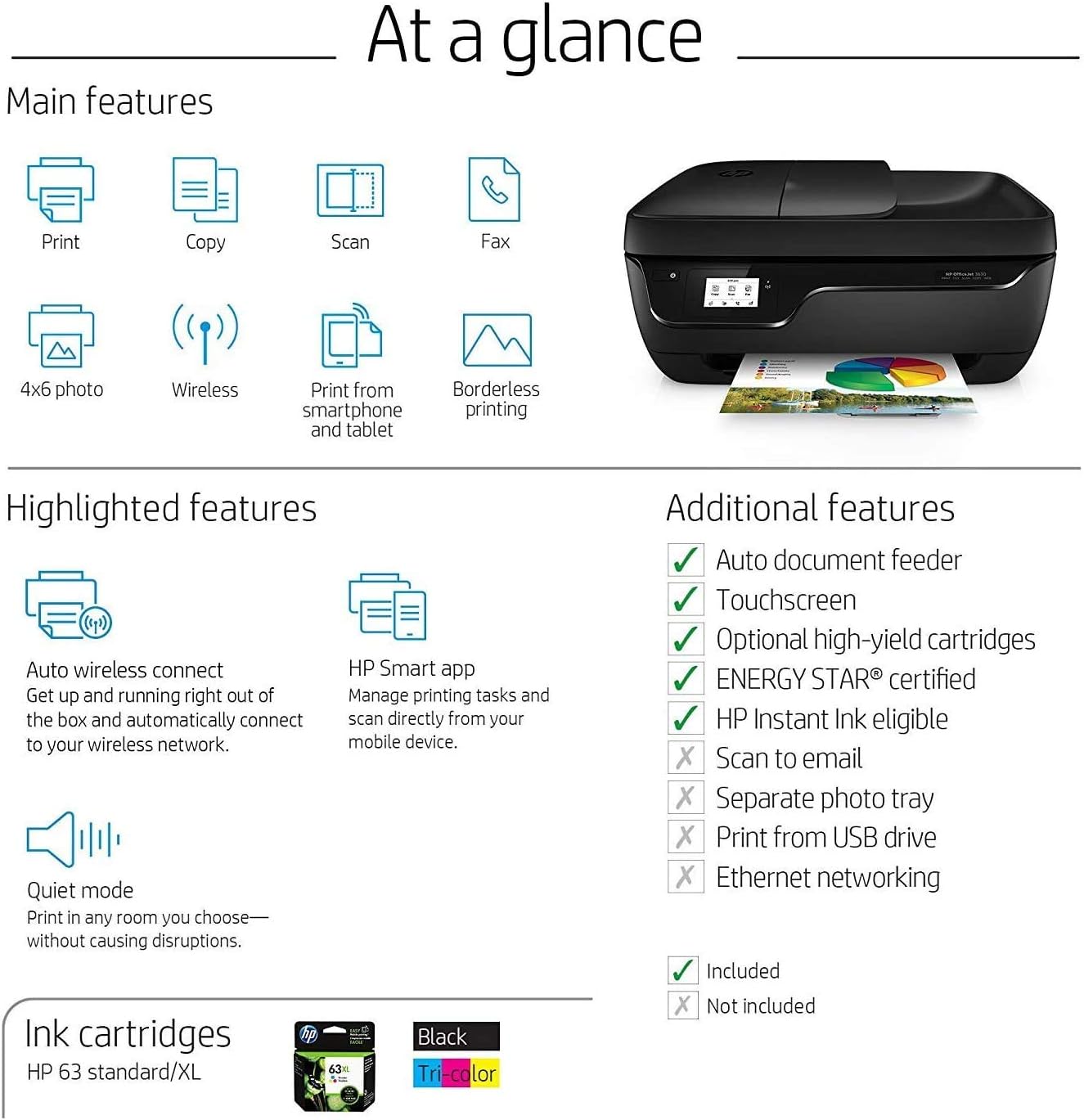 HP OfficeJet 3830 All-in-One Wireless Printer, HP Instant Ink, Works with Alexa (K7V40A) : Office Products