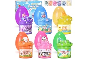 NANZHOO Easter Basket Stuffers, 6 Pack Prefilled Easter Eggs with Slime and Charms, Prefilled Easter Eggs with Toys Inside, Slime Kit Easter Basket Essentials Easter Gifts for Kids Teens Girls Boys Toddler