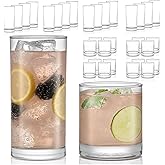 Libbey Province 24-Piece Glasses Drinking Set, Ideal Dining Glassware Sets, Glass Tumbler Set with Lines, Dishwasher Safe Glass Sets For Drinking