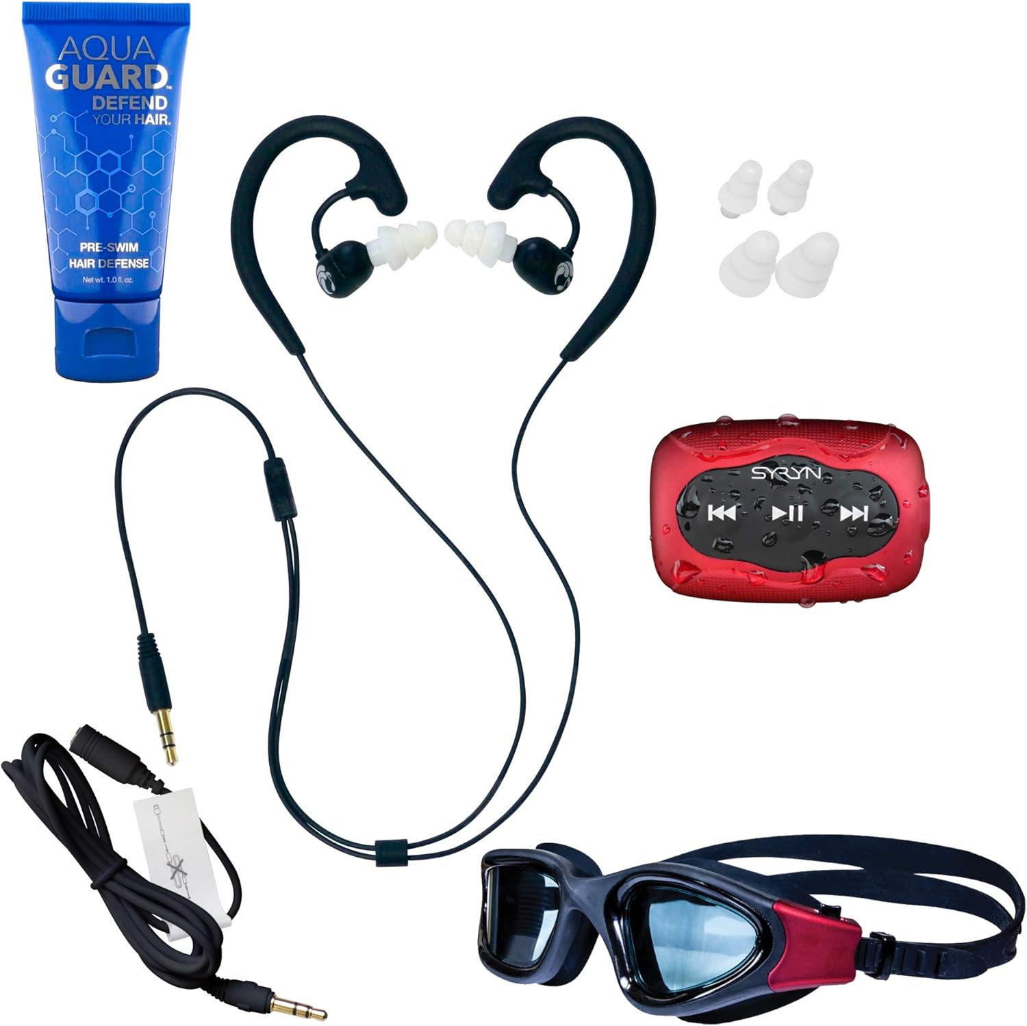 Swimbuds Fit Waterproof Headphones and 8 GB SYRYN waterproof MP3 player
