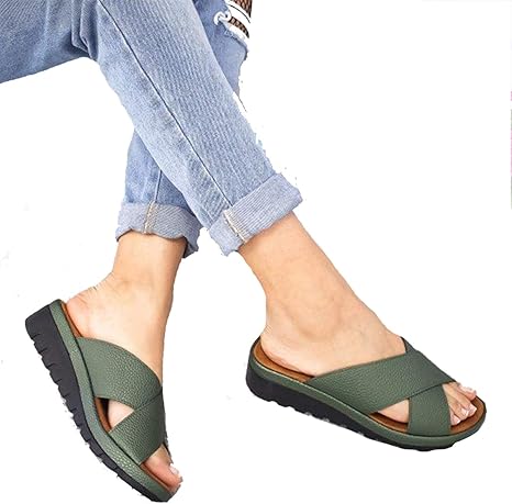 Amazon Co Jp 女性ファッションの厚底滑りサンダル夏のアウトドアサンダル手作りサンダルと彼女とお母さんへの最高のプレゼントです Color Green Size 40 ホーム キッチン