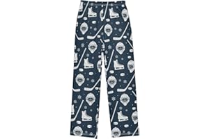 Emelivor Ice Hockey Snow Pajama Pants Pajama Bottoms Elastic Waist with 2 Pockets Lounge Pants S
