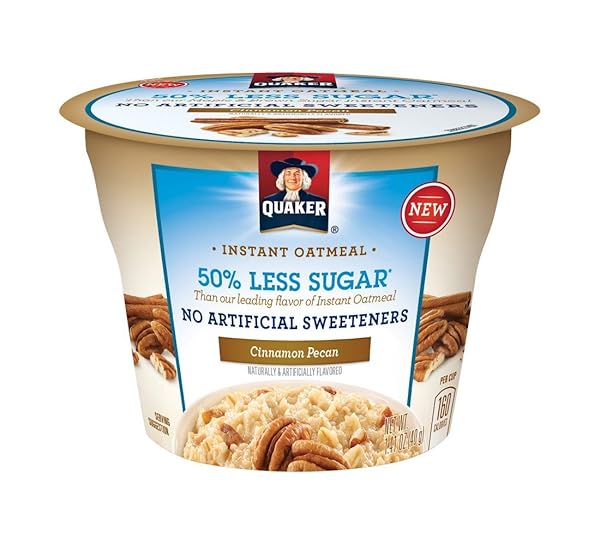 QUAKER 50% LESS SUGAR CINNAMON PECAN INSTANT OATMEAL CUP