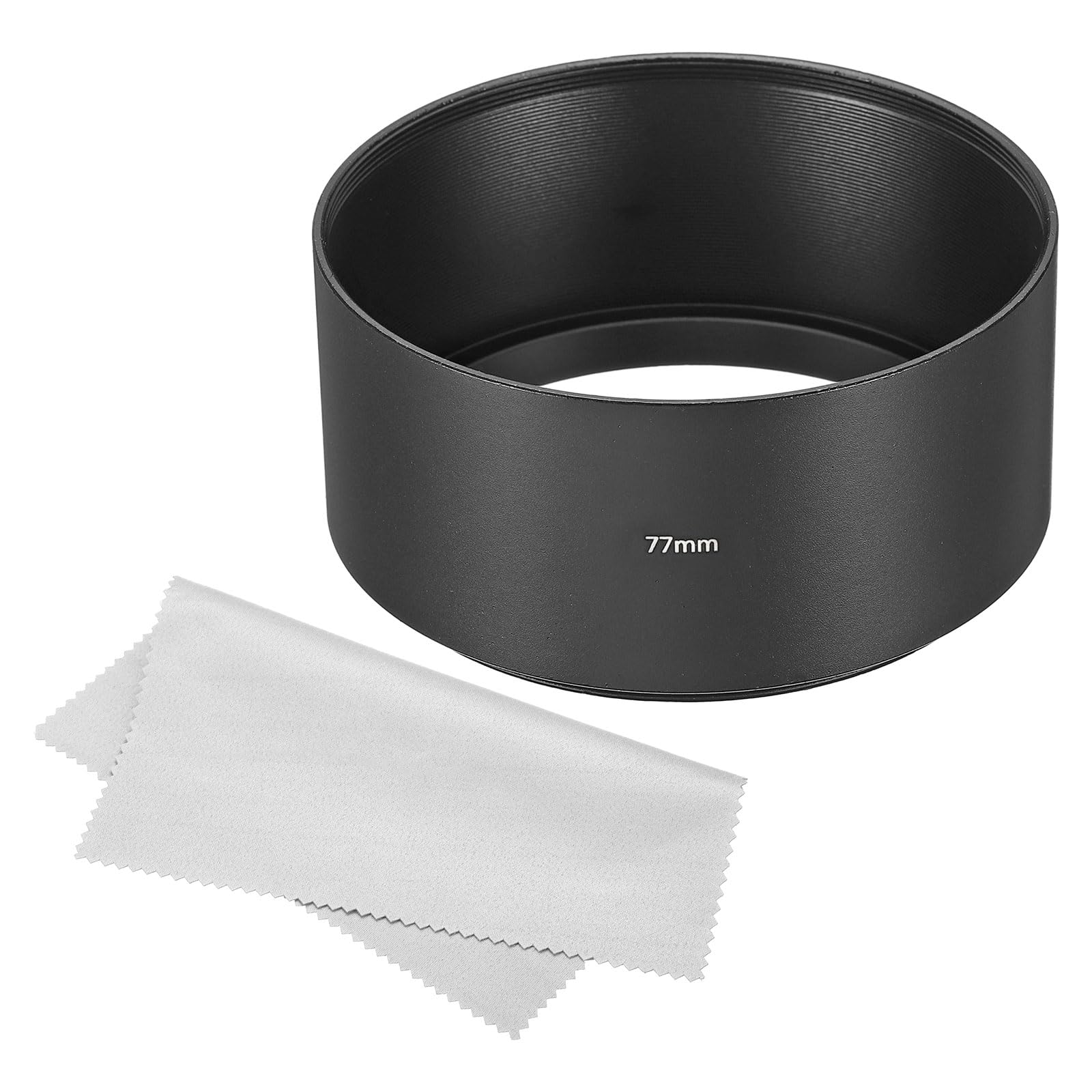 PATIKIL 77mm Lens Hood, Long Focus Frosted Surface Anti-reflective Inside Hood with Cleaning Cloth for Camera Lens, Black for Nikon, for Fujifilm, for Pentax, for Leica