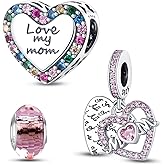 HappyStar 925 Sterling Silver Charms for Bracelets and Necklaces,Combination Dangle Pendants Beads Charms Jewelry Gift for Couples Sisters.(With Spacer Beads)