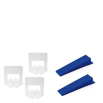 Lantelme 6771 Fliesenverlegehilfe 2 mm Fliesen Montage - Nivelliersystem - Verlegesystem - Verlegehilfe Mit je 100 St. Zuglas