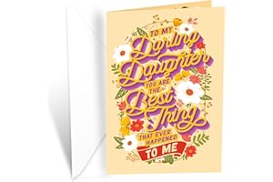 Prime Greetings Daughter Valentine's Day Card, Made in America, Eco-Friendly, Thick Card Stock with Premium Envelope 5in x 7.75in, Packaged in Protective Mailer (Flowers)