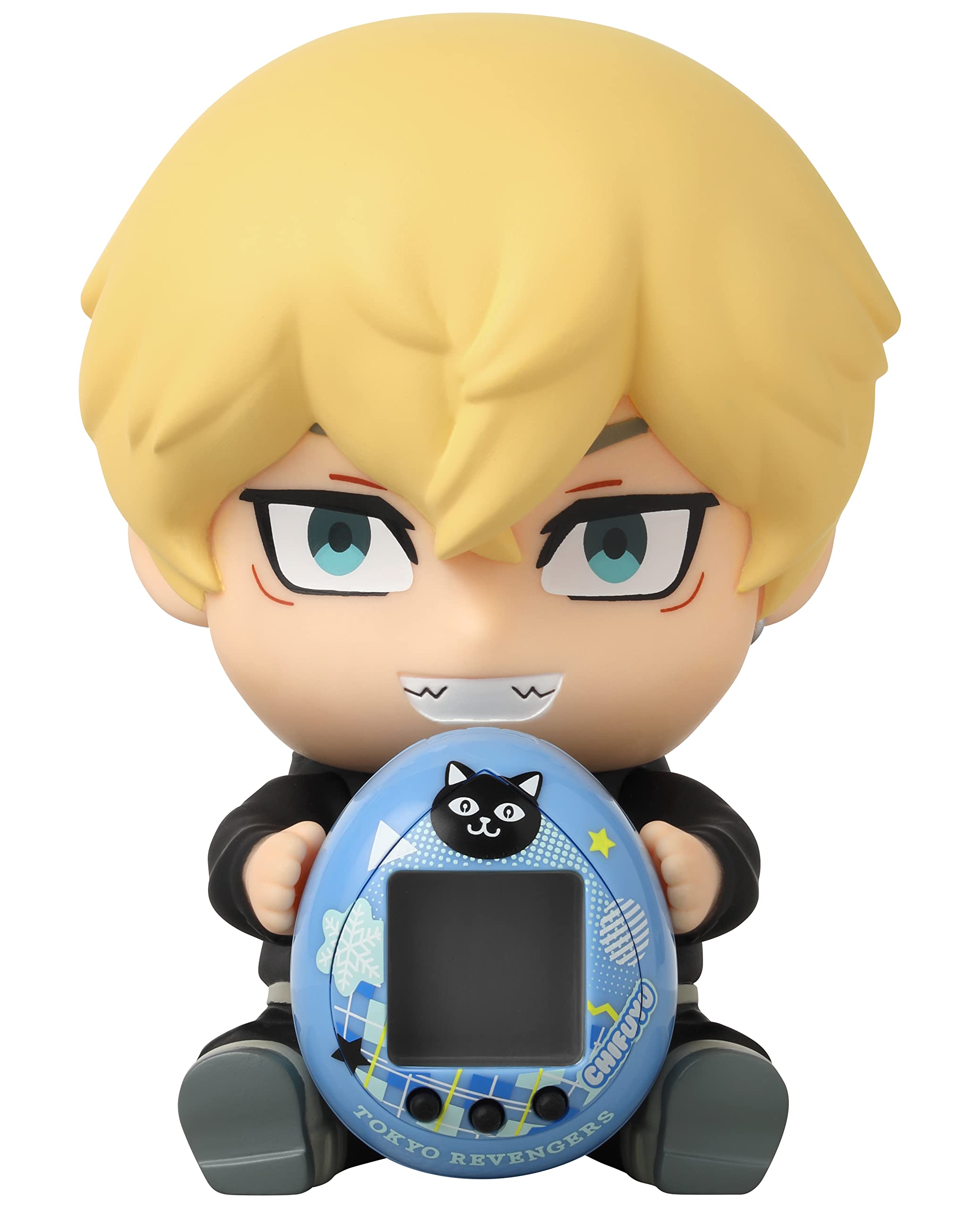 BANDAI - TAMAGOTCHI Tokyo Revengers Chifuyu Version With Hugmy Figure | 4cm Virtual Pet Based On Tokyo Revengers Manga And Anime With Collectable Chifuyu Hugmy Anime Merch | 90s Kids Toys