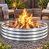 60in Heavy Duty Fire Pit Ring for Outside, Large Wood Burning Firepit/Fireplace for Backyard Bonfire, Patio, Camping &amp; Outdoor Gatherings,Portable Galvanized Steel Fire Bowl with High Heat Resistant