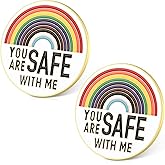 You're Safe to be You Around Me Enamel Lapel Pins White and Colored Round Badge Pin Rainbow Brooch LGBTQ Lapel Pins Brooch Gifts Badges for BackPack Clothing Accessories Jewelry Gift (You're Safe to be You Around Me, 2)