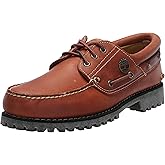 Timberland Men's Authentic 3-Eye Lug Handsewn Boat Shoe, Medium Orange Full Grain, 7.5 M US