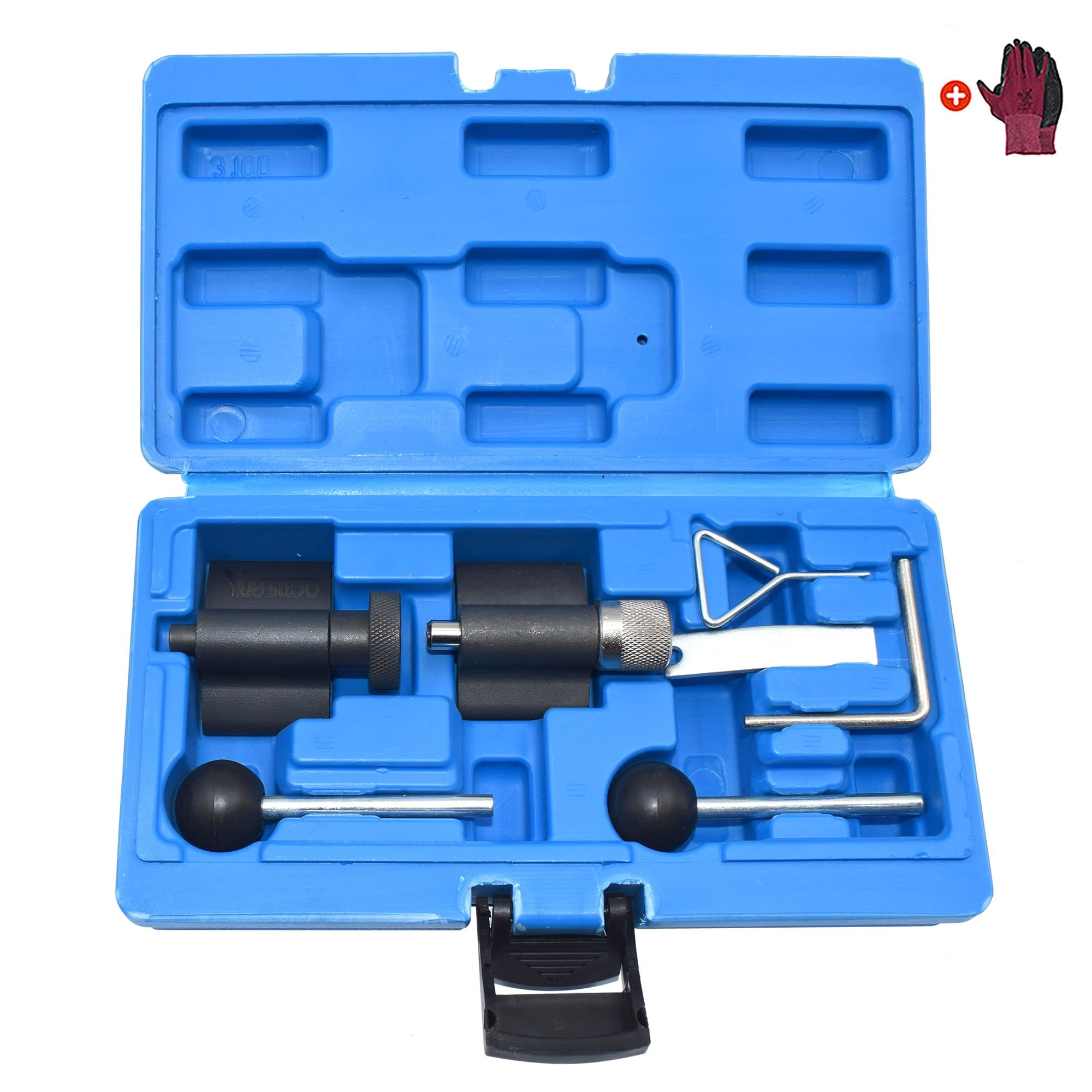 Photo 1 of Yuesstloo Diesel Engine Camshaft Crankshaft Alignment Locking Timing Tool Kit, Compatible with VW Audi SEAT Skoda 1.9L 2.0L TDI PD DOHC Engine, 7PCS Set with Gloves