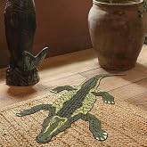 Irregular Crocodile Area Rug for Bedroom 2x4 ft Funky Crocodile Inspired Animal Print Rug for Living Room Non-Slip Washable Green Crocodile Carpet