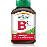 Jamieson Vitamin B6 100 mg, Pyridoxine HCl, Helps Prevent Vitamin B6 Deficiency, Supports Energy Production and Metabolism. V