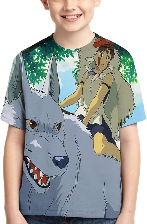 Amazon Co Jp もののけ姫 ボーイズ 半袖 クルーネック Tシャツ 3dフルプリント 子供服 キッズ ガールズ兼用 服 ファッション小物