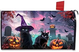 NANIKORE Happy Halloween Spooky Kittens Halloween with Pumpkin Magnetic Magnetic Mailbox Cover Standard Size 18X21 Letter Box Covers Decor for Outdoor Home Garden