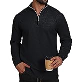 UNQPJUS Mens Fashion Knit Pullover Sweater Quarter Zip Long Sleeve Mock Neck Ribbed Sweater