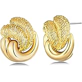 SNGIA18K Gold Plated Dangle Textured Ribbed Irregular Large Leaf Statement Earrings for Women by SNGIA, Handmade Dramatic Geometric Trendy Summer Drop Leaf Flower Jewelry Gifts, Bold Beachy Vintage Plant Fashion Drop Accessories, Vintage Nickle Free Floral Dangling Earrings.