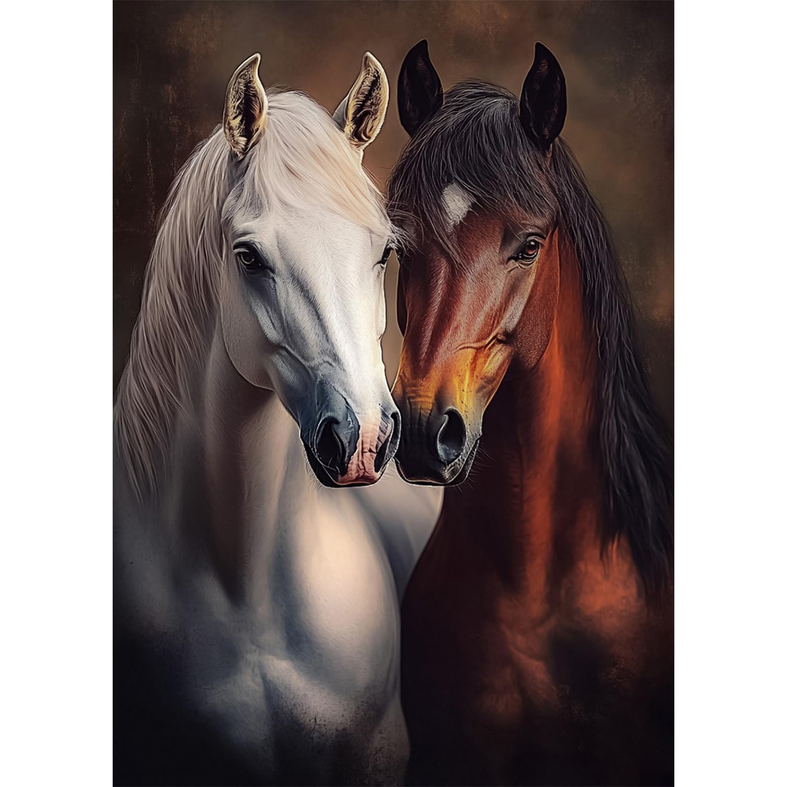 AIRDEA Full Drill Romantic Horses Diamond Art Kits Adults, 5D DIY Horse Diamond Painting Kit, Gem Arts and Crafts for Adults for Home Wall Decor 30x40 cm