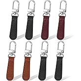 TIESOME 8 Pcs Zipper Pull Replacement, Leather Handle Detachable Zipper Repair Tab Small Holes Zippers for Luggage, Backpacks, Suitcases, Jackets, Purses, Handbags