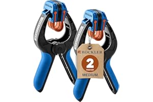 Rockler Medium Spring Clamps (Pair) – Easy Squeeze Bandy Clamps Woodworking for Thinner Stock, & Delicate Moldings – One-Handed Operation Medium Clamps – Easy to Grip Nylon Hand Clamps w/Fiberglass