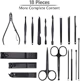 URAQT 18-Piece Manicure Pedicure Set with Leather Case Stainless Steel Tools view 3