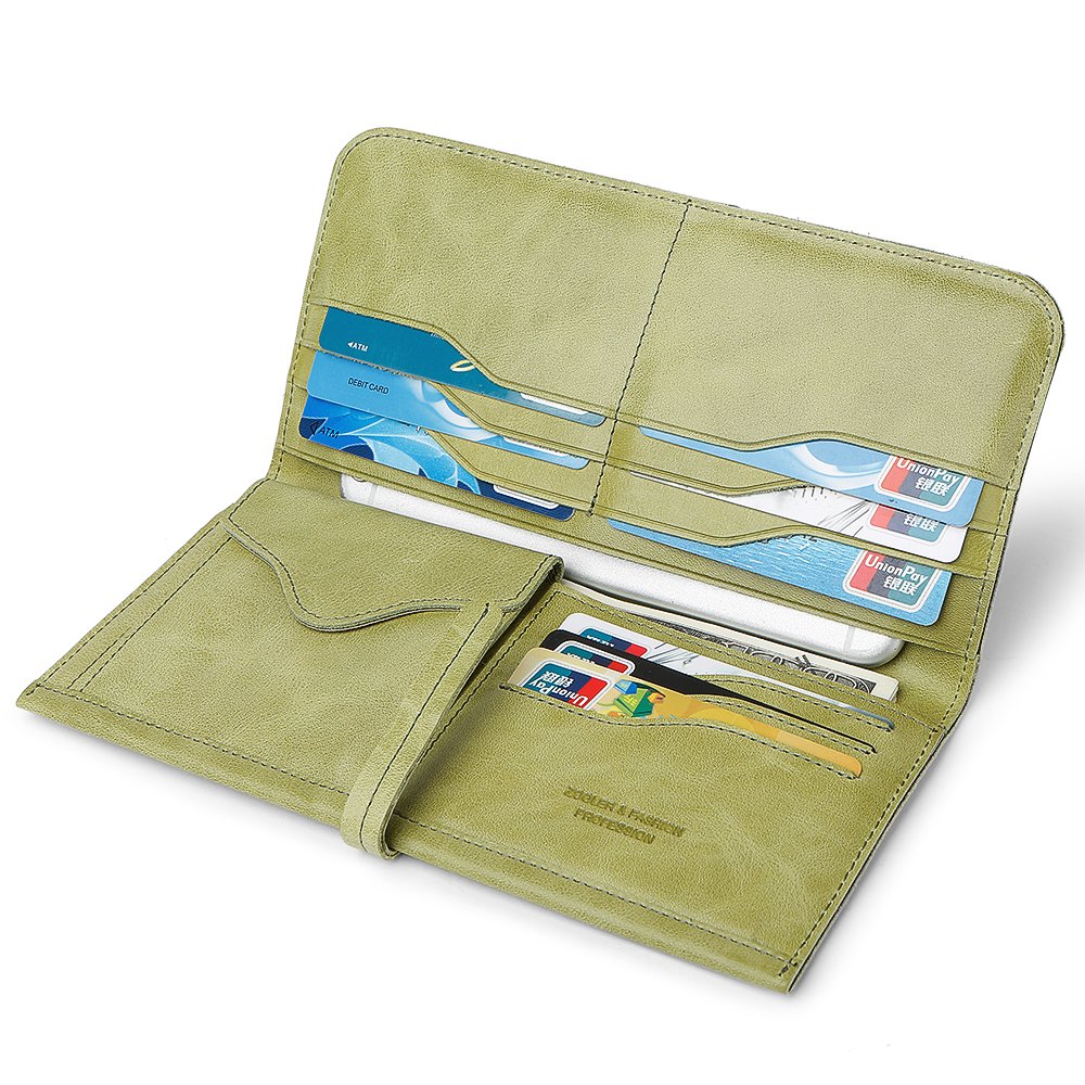 ZOOLER GLOBAL Women’s Genuine Leather Clutch Wallets Wristlet Organizer Purse with Large Space Card Hold Green