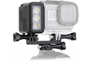 GEPULY Aluminum LED Diving Light 164FT Waterproof 3 Modes Lightweight Multi-Purpose Dimmable Video Fill Night Light for GoPro Hero 13 12 11 10 9 8 7 6 5 4 3 Session/Fusion/Max/DJI OSMO Action Camera