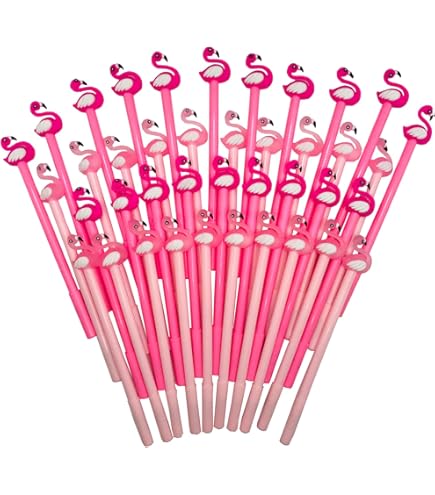12 Pieces Cute Flamingo Pens Gift Creative Flamingo Pen Novelty Plastic Pink Rubber Ballpoint Pens Black Ink 0.5 Mm For Child Women Teacher Student