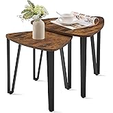 VASAGLE Nesting Triangle End Tables, Coffee Tables for Living Room Bedroom, Industrial Accent Stacking Side Tables with Metal