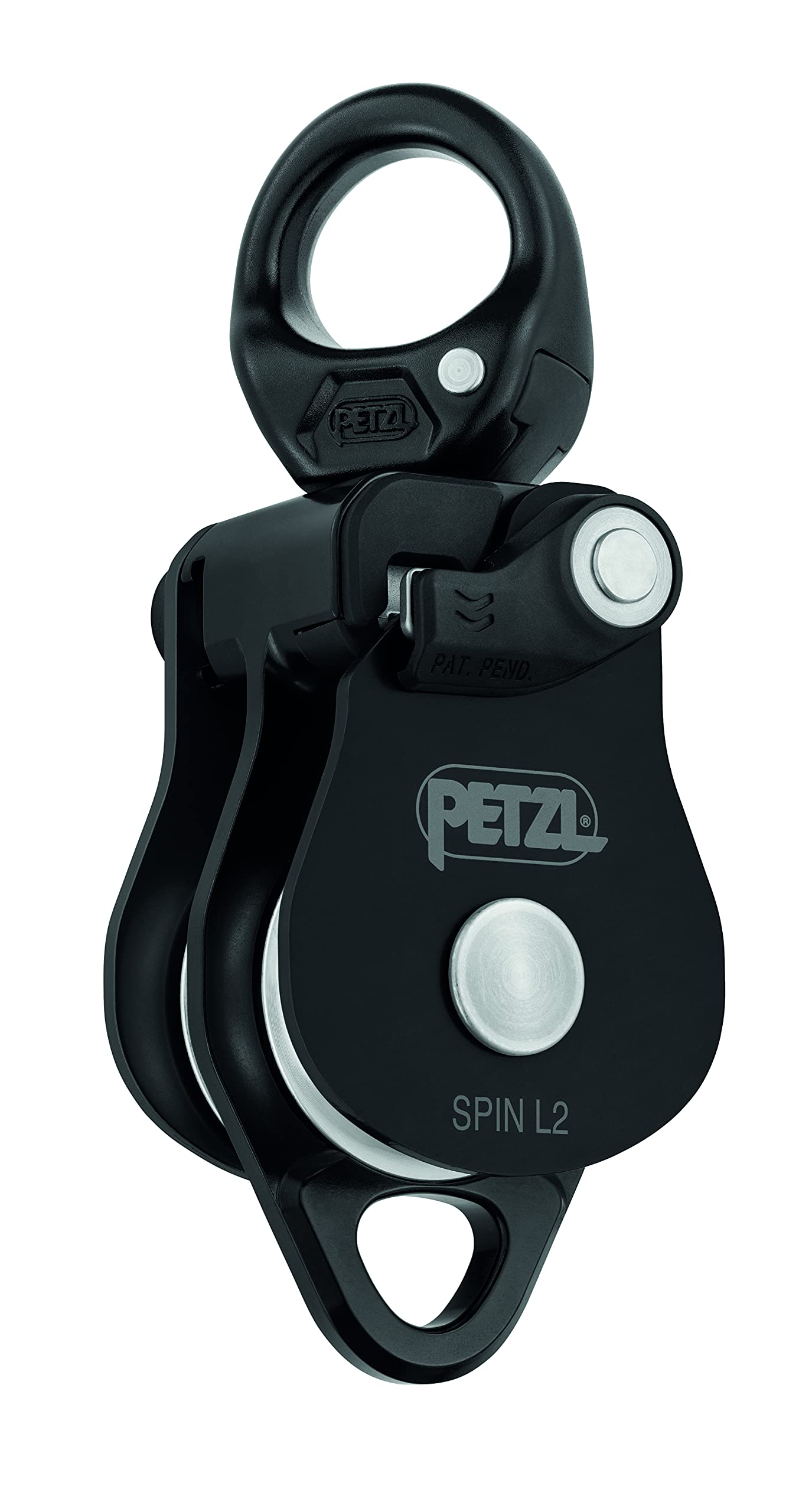 PETZL, Spin L2, Double Pulley With Very High Output With Walker, Black, One Size, Unisex-Adult