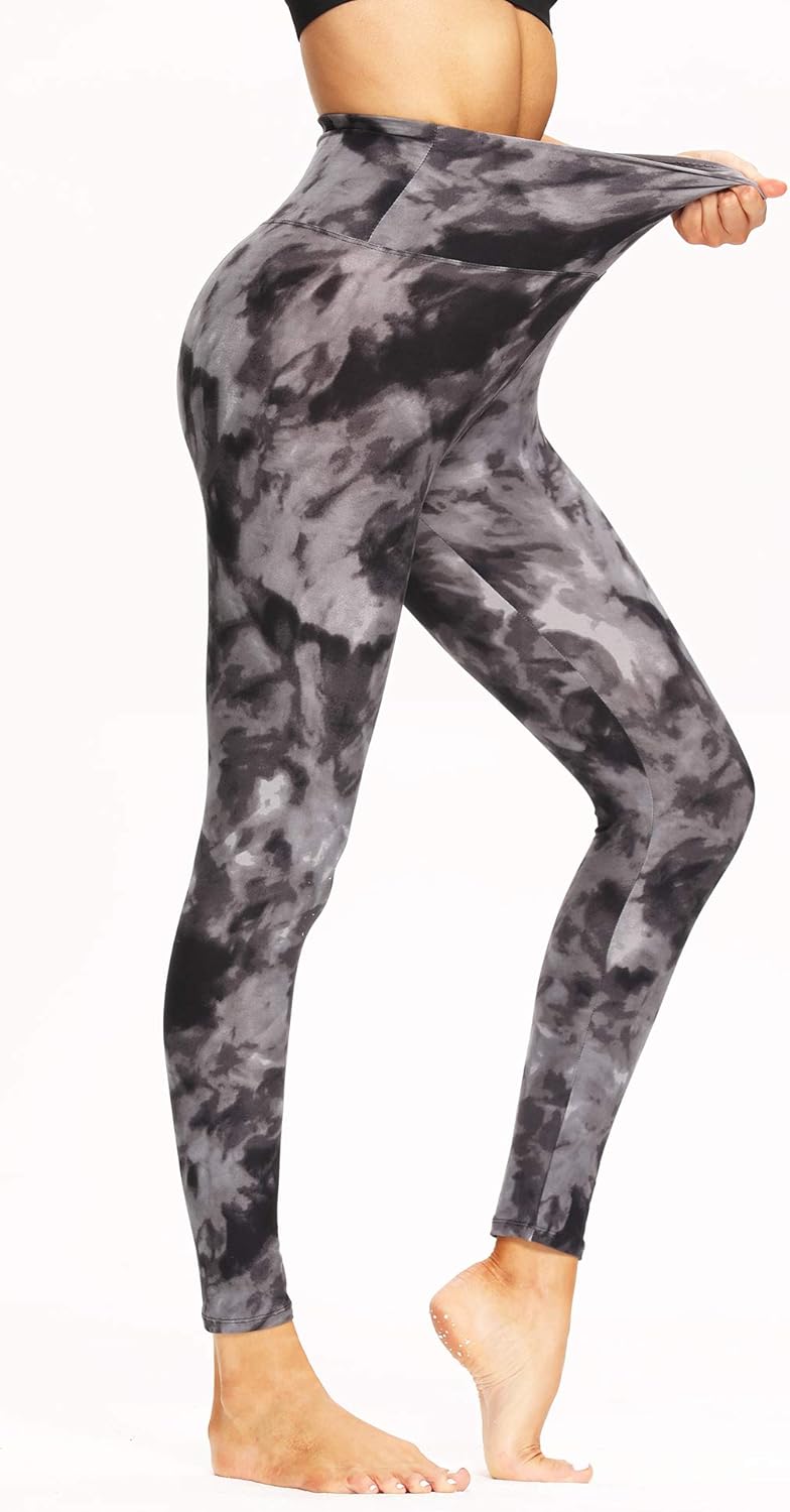 CAMPSNAIL High Waisted Pattern Leggings for Women - Soft Tummy Control Printed Pants Opaque Tights for Workout Yoga Cycling : Clothing