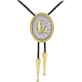 GelConnie Western Ties for Men Gold Bolo Tie Initial Letter A to Z Native American Bola Ties Cowboy Accessories for Men Women