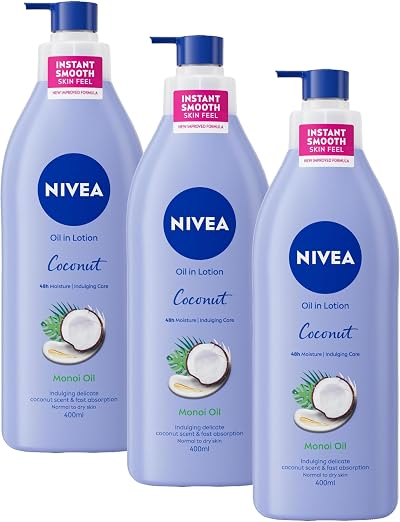 NIVEA Coconut & Monoi Oil In Lotion 400ml 3 Pack Replenishing Body Lotion
