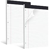 HAUTOCO 2 Pack 8.5 x 11 Legal Pads White Wide Ruled Notepads Perforated Writing Pads, 30 Sheets Per Notepad, 3-Hole Punched Paper, Writing Note Pads for School, Home, Office, Business