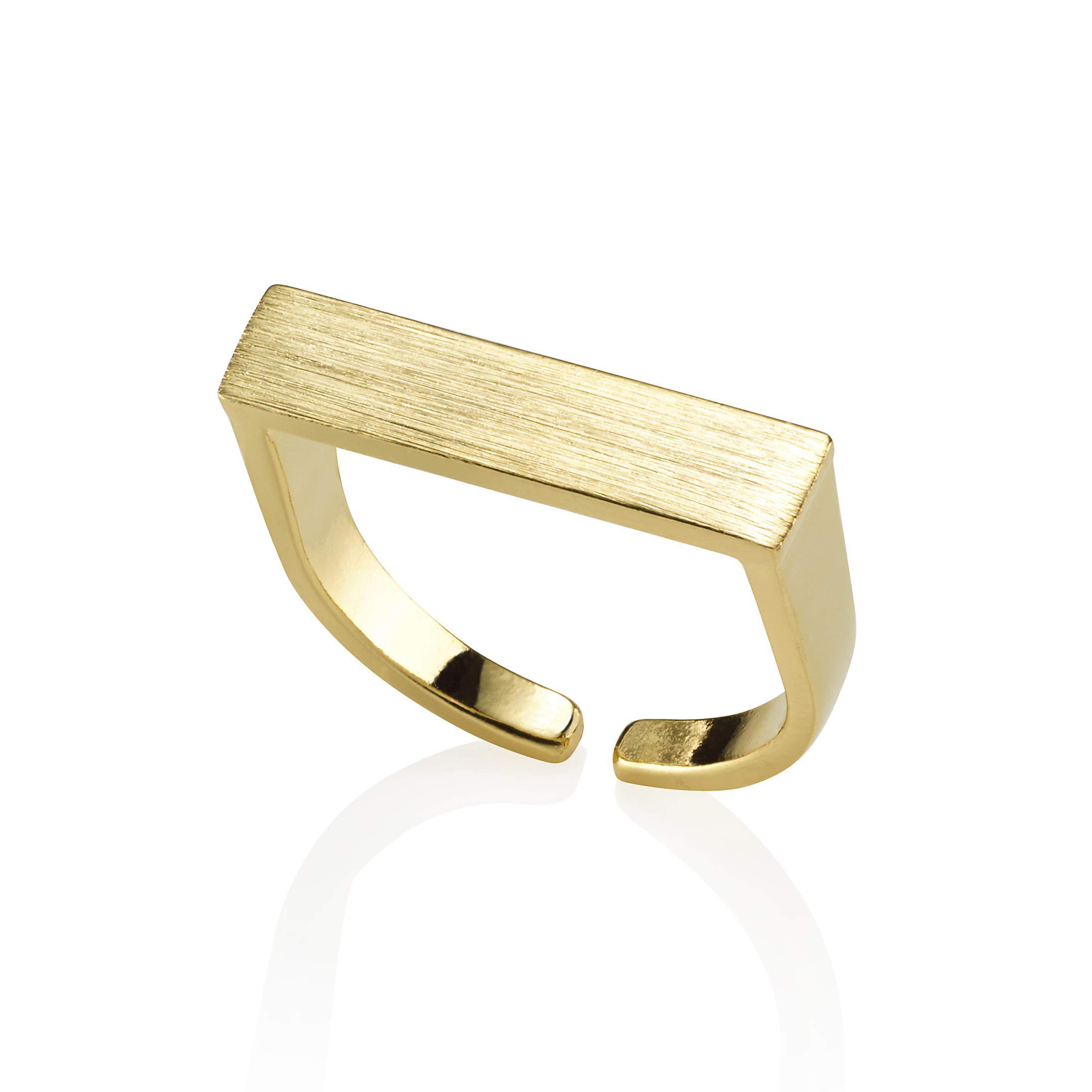 namana Plain Bar Ring for Women. Open Gold Ring with a Brushed Finish. Adjustable Rings for Women in Matte Finish. Simple Gold Rings for Teen Girls and Women. Stylish Womens Ring with Gift Box — image 1
