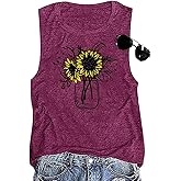 Sunflower Tank Top for Women Sleeveless Summer Tops Cute Flower Graphic Tops