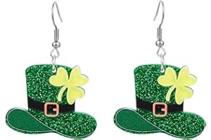 QIOJIRMU St Patrick's Day Earrings for Women Girls,Shamrock Dangle Earrings Green Clover Hat Drop Earrings Good Luck Hat earrings st. patricks day accessories Jewelry Gift