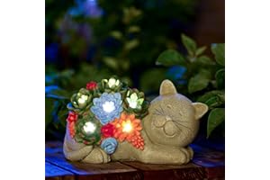 Qeeman Garden Outdoor Decor Statues: Figurine with Solar Light Decorations Ornaments Patio Art Balcony - Birthday Gifts for mom Grandma Women