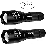 2 Pack Tactical Flashlight Torch, Military Grade 5 Modes XML T6 3000 Lumens Tactical Led Waterproof Handheld Flashlight for C