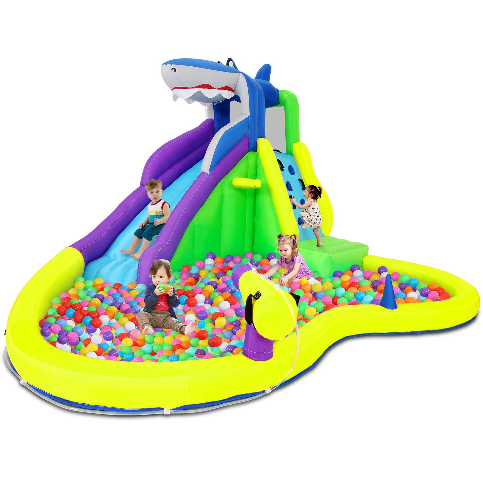 Bounce House for Big Kids 3-12 Years,Water Slide Bounce House,Inflatable Bounce Castle with Climbing Wall,Water Gun,Pool,13x14FT Play Center for Indoor/Outdoor Backyard (Light Yellow, Size1)