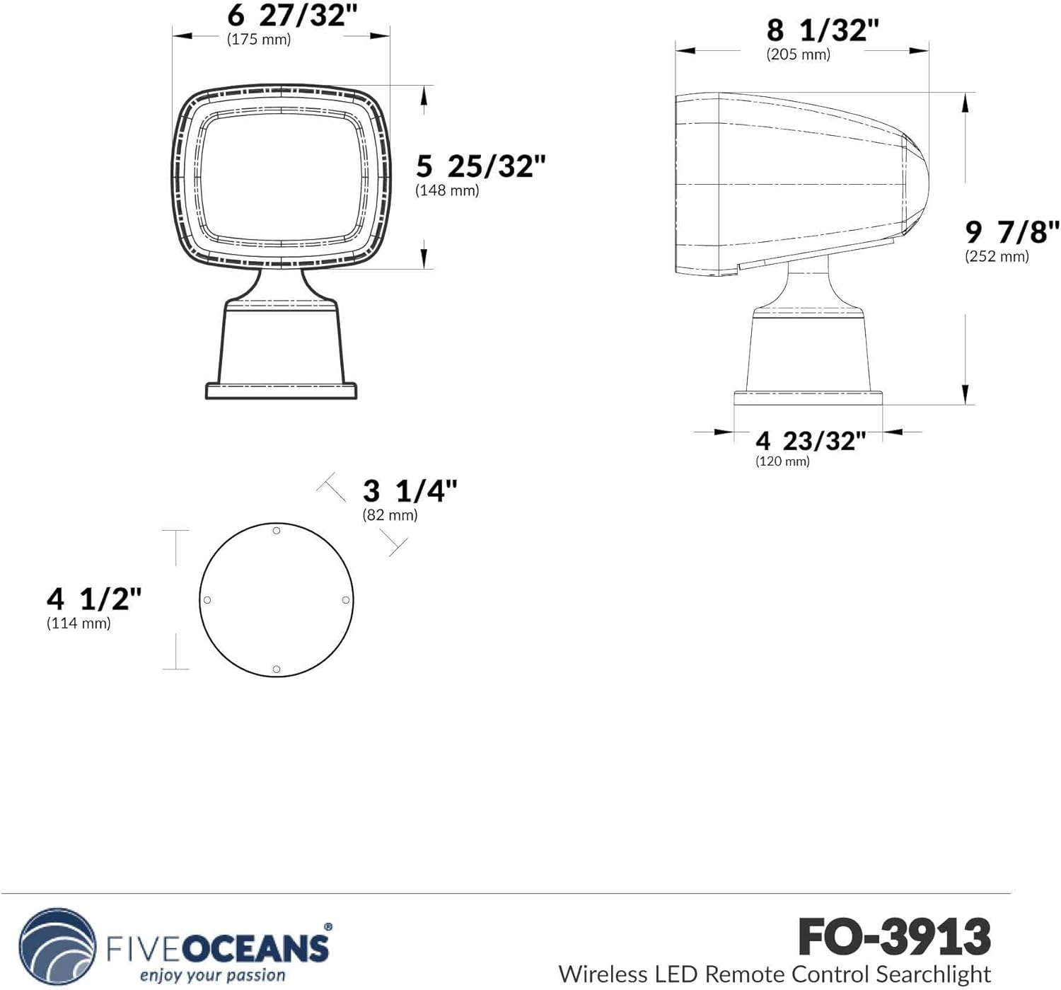 Five Oceans Wireless LED Remote Control Searchlight, 12-30V FO-3913-1 : Sports & Outdoors