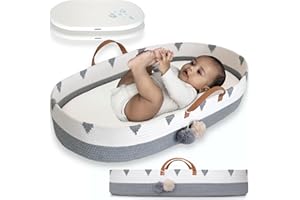 Vesta Baby Woven Cotton Rope Portable Changing Pad Moses Basket Set - Unisex Nursery Dresser Table Topper with Thick Soft Foa