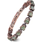 Feraco Pure Copper Bracelets for Women, Ultra Strength Magnetic Bracelet with 3800 Gauss Magnets & Natural Turquoise & Stones, Adjustable, Jewelry Gift