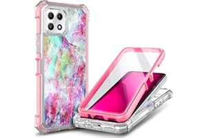 NZND Designed for T-Mobile REVVL 7 5G Case with [Built-in Screen Protector], Full-Body Shockproof Protective Rugged Bumper Cover, Impact Resist Phone Case (Marble Design Fantasy) Pink