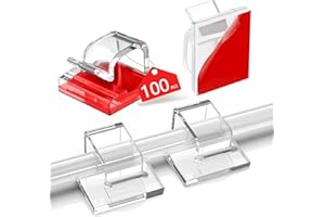 ABNII 100PCS Cable Clips, Adhesive Wire Clips Organizer Cord Clips Management, Cable Staples Outdoor Strong for Wall, Desk, Christmas Lights, String Lights, Fairy Lights, Clear Glossy, Small